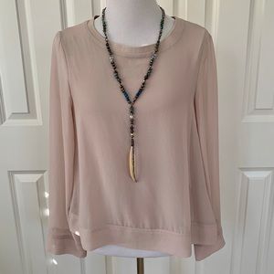 Zara woman sheer lined long sleeved top blouse S